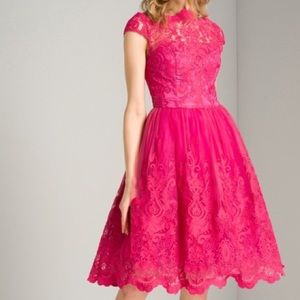 Chi chi london fuchsia lace dress from ModCloth